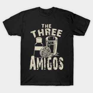 Three Amigos Cocktail Funny Bartending Alcohol Pun T-Shirt